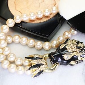 Vintage Pearl & Crystal Encrusted Panther Bracelet